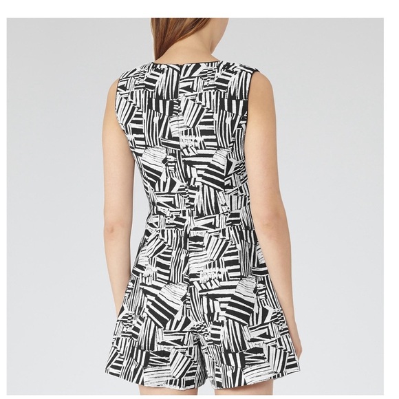 Reiss Black/White Culotte Hail Cotton Blend Playsuit Sz 10 - Picture 5 of 14